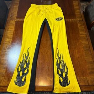 Rockstar Original Flame Sweatpants Yellow Black Flare‎ XL